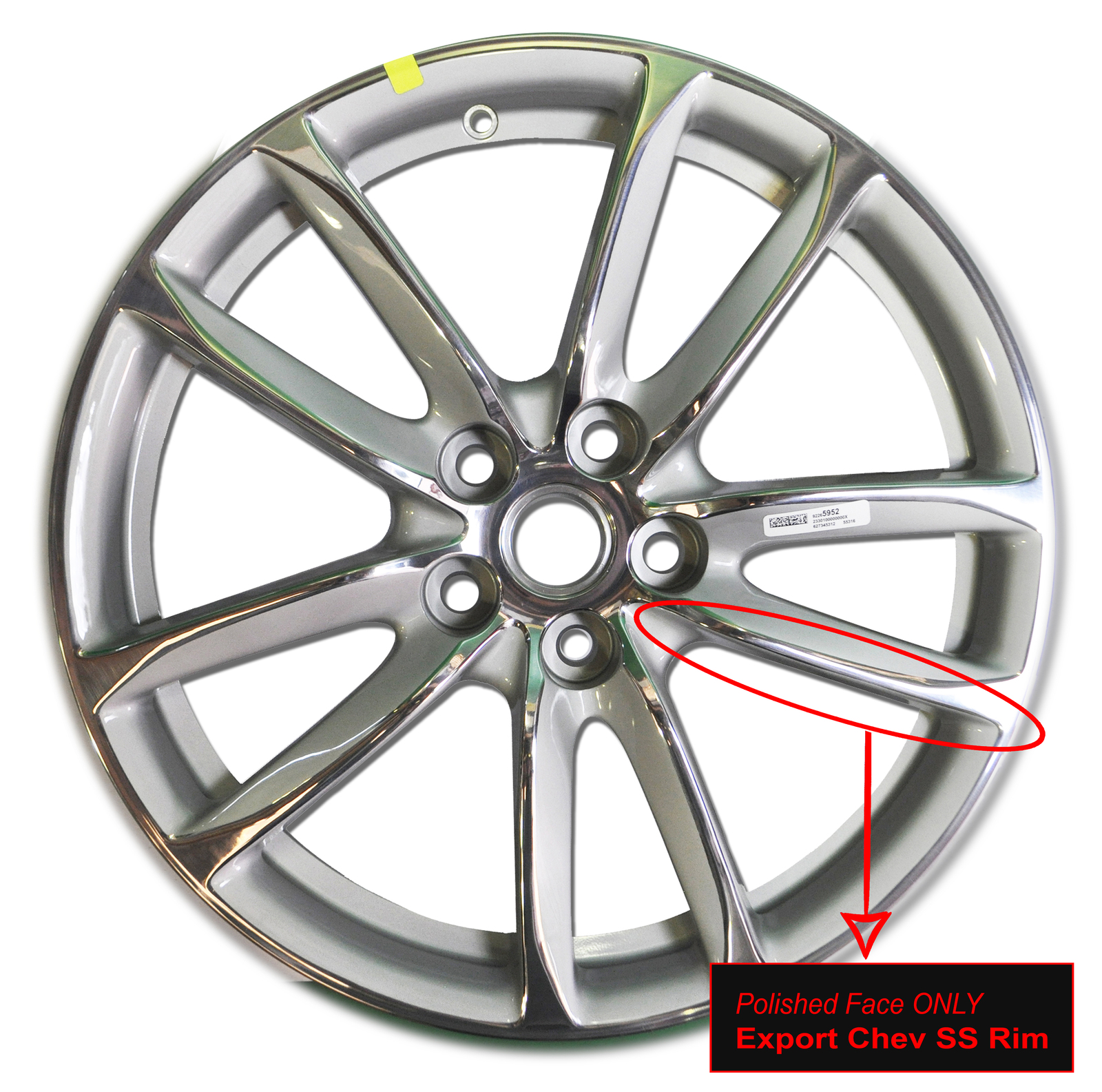 Chevrolet SS Export Alloy Mag VF Wheel Rim 19X8.5" Silver