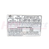 HSV VY-VZ Tyre Placard Decal