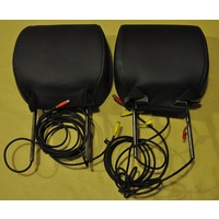  DVD Head Rest 7" Leather Black Futuris Pair Multimedia