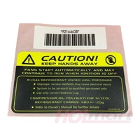Holden VE Commodore V6 V8 Engine Bay Air Con Caution Decal Sticker