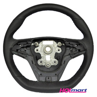 HSV VF Steering Wheel Leather Flat Bottom Perforated Black/White HSV GEN-F Holden SV6 SS SSV Manual
