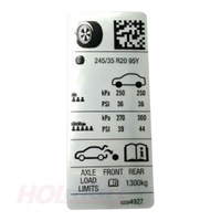 Holden Decal Tyre Placard for VE VF Commodore 