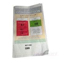 Holden RG Colorado Fuel Consumption Sticker - Automatic Transmission Diesel