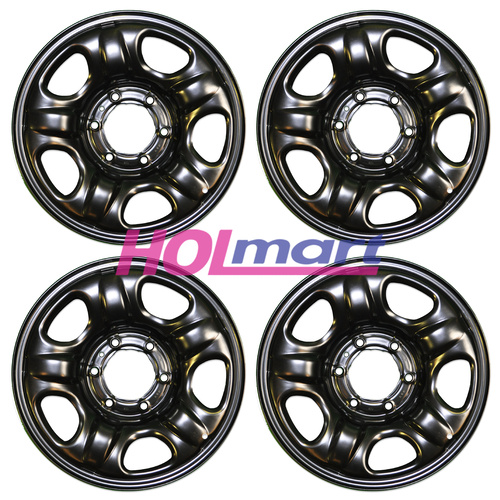 Holden Steel Wheels RG Colorado 16x6.5" Rims X4 Black 6 Stud GMH NEW 