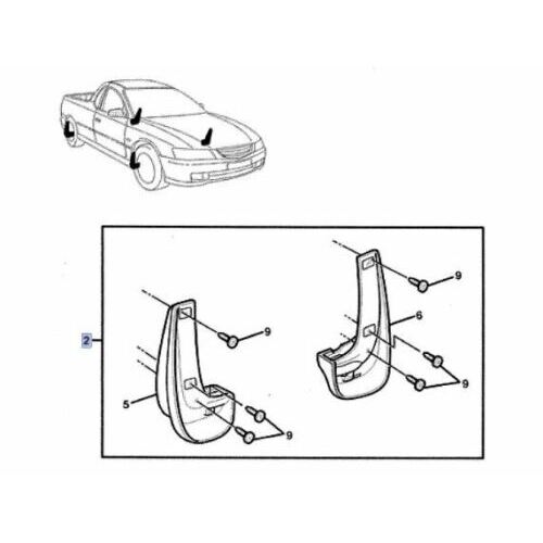 Holden VU VY VZ Rear Mudflaps UTE Executive SV6 Commodore GMH