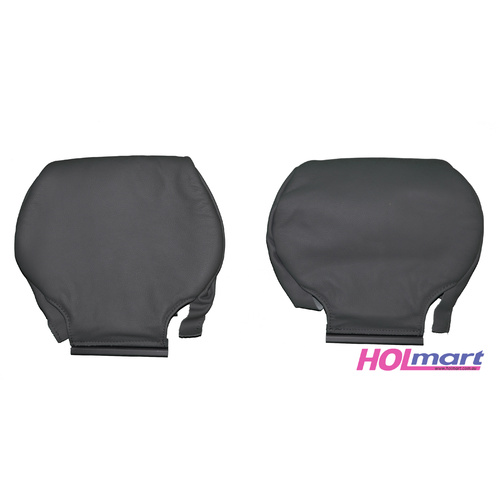 VY Series 2 Front Leather Seat Head Rest Trims Pair Grey