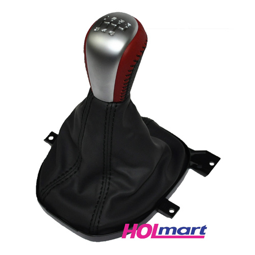 Holden HSV VE V8 Leather Shifter Knob & Boot 6 Speed Manual Red Shift Silver Black GMH Commodore GTS Clubsport SS