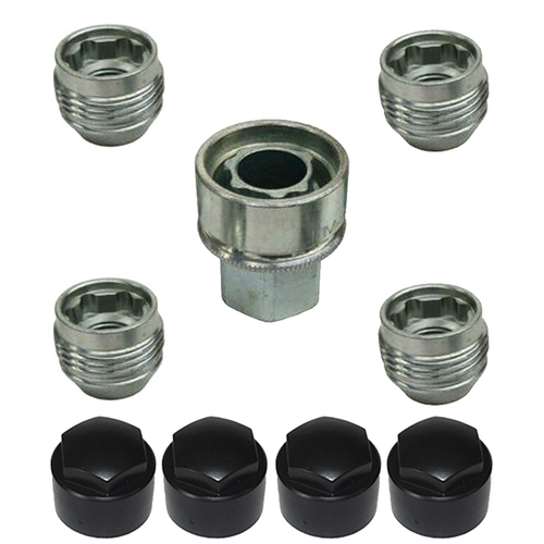 Holden VE VF WM WN Lock Nuts Kit & Black Covers Commodore Caprice HSV GMH