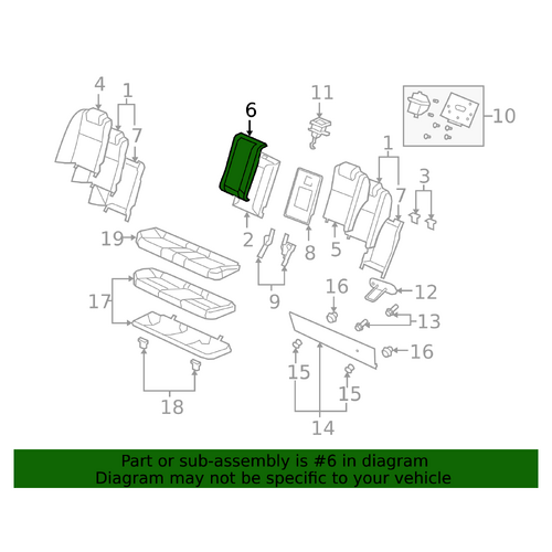 Holden VE SV6 SS Sedan Rear Centre Cloth Seat Upright Trim - Onyx 