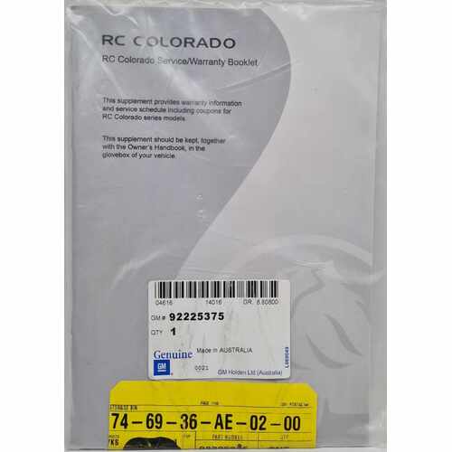 Holden RC Colorado Service Warranty Booklet Handbook 2008 2011
