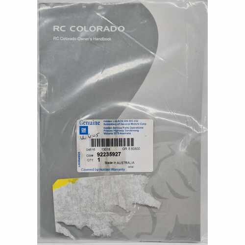 Holden RC Colorado Owners Handbook Booklet 2008 - 2011