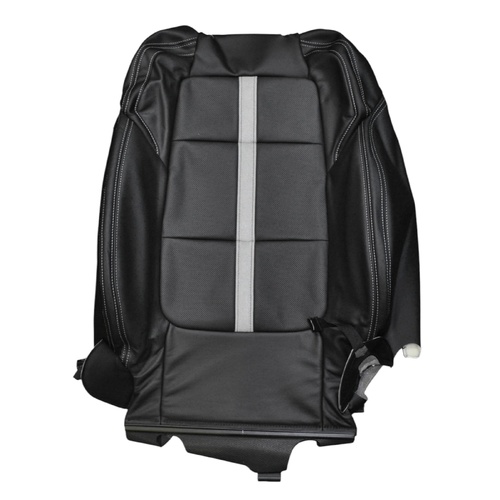 Holden VF Calais V Leather Right Front Seat Upright Trim - Titanium Cream Strip / Black Stitching