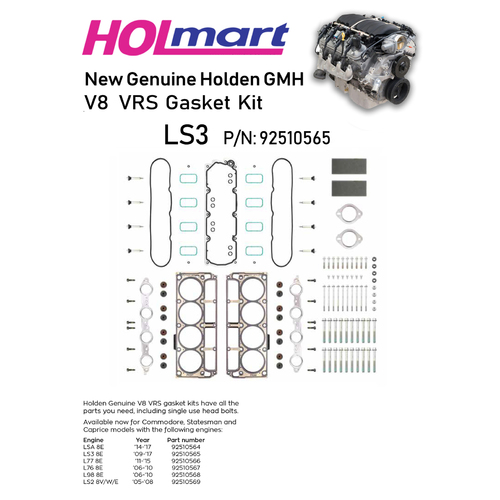 Holden V8 VRS Cylinder Head Gasket Kit VE VF WM WN LS3 6.2L GMH HSV 2009~2017