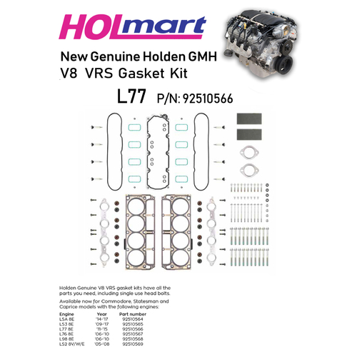 Holden V8 VRS Cylinder Head Gasket Kit L77 6.0L VE VF WM WN GMH 2010~2015