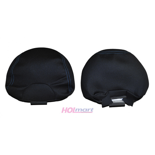 Ford FG XR Front Seat Head Rests Pair - Black/Blue Stitch