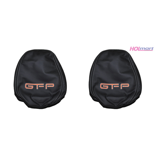 Ford FPV FG GT-P Front Leather Head Rests - Pair Shadow Grey/Silver Stitching Black