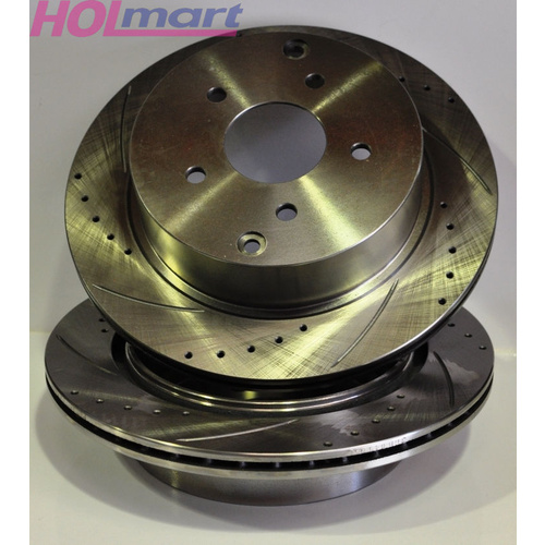 HOLDEN HSV VT VX VU VY REAR SLOTTED & DRILLED BRAKE DISCS HARROP 315MMx18MM 